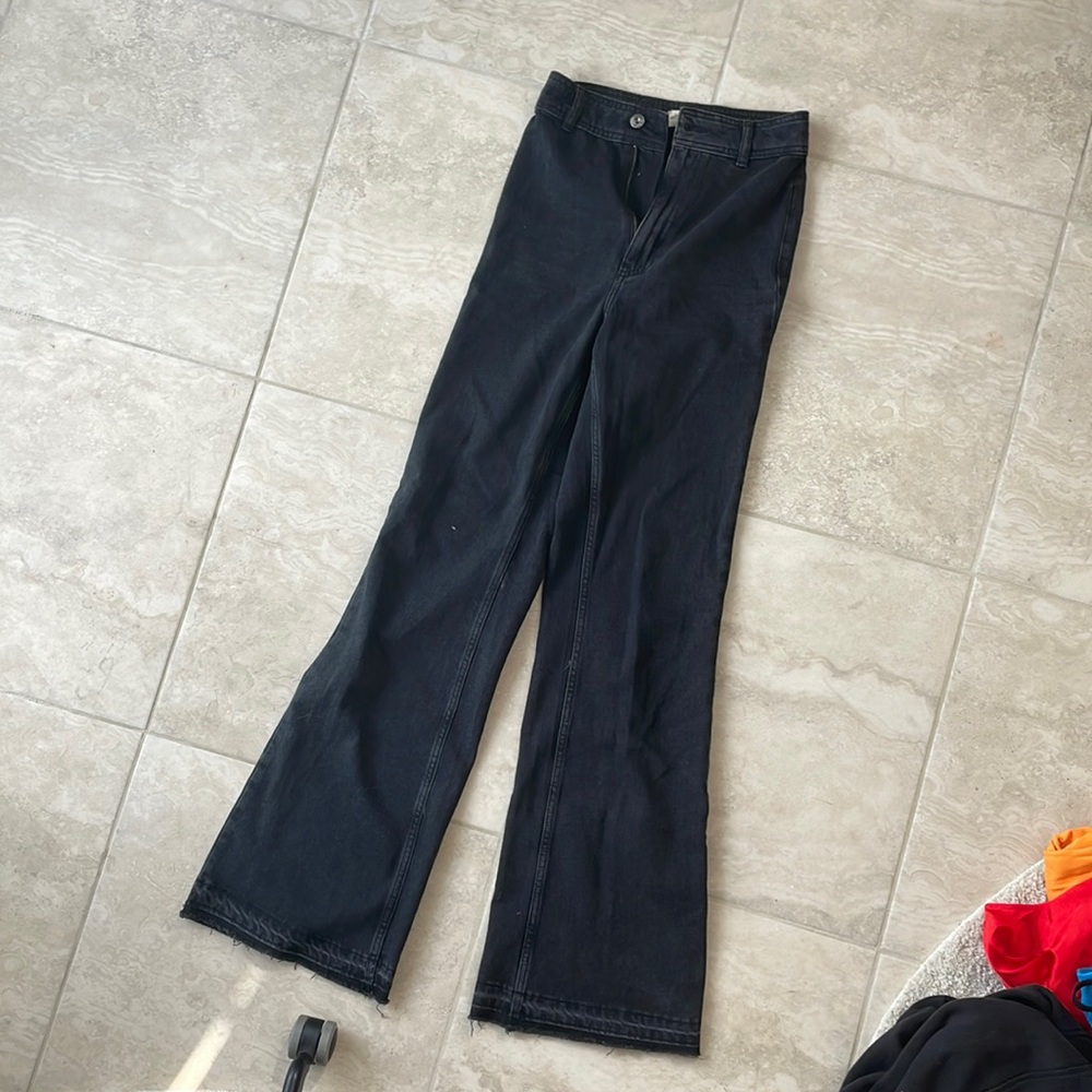 Free people wide leg/bell bottom/flare black jeans/pants